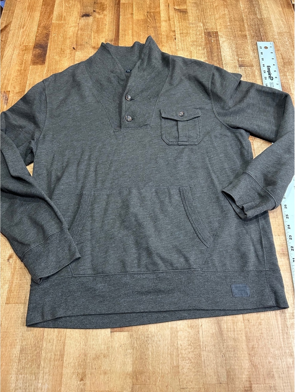 Gap Men's XL gray/green/brown Cotton Blend Pullover Sweatshirt with Button Neck
